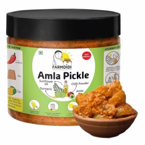 farmdidi amla achar 325g in fresh | homemade awle ka achaar without onion & garlic | seedless indian gooseberry pickle | less oil, preservative free | tangy amle ka achar | traditional awla pickle